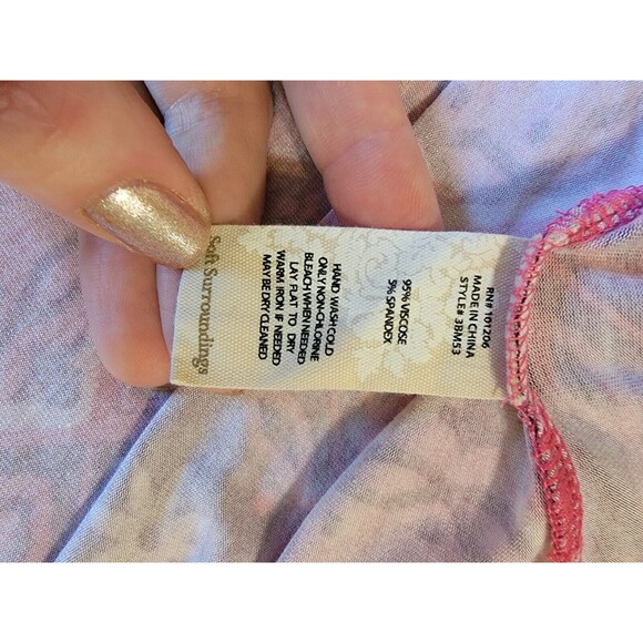 Soft Surroundings Maxi Dress Short Sleeve Pink Red Boho V-Neck Size Large Petite - Picture 12 of 14